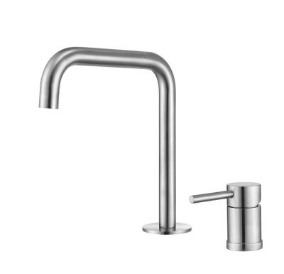 China SUS 304 Stainless Steel Fashion Basin Mixer Tap Thermostatic Single Lever Split Body Basin Faucets Round Lead Free Bibcock for sale