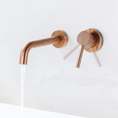 China 360 Degree Rotation Round Handle Bathroom Wash Bibcock Basin Faucets Rose Gold Lead Free Stainless Steel Thermostatic Faucet Wall Mounted Basin Faucets for sale