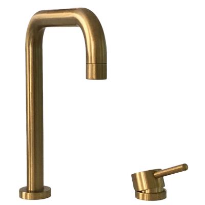 China Thermostatic Faucets Rotate 360 ​​Degree New Design Deck Mounted Single Lever Double Holes Split Type Bath Gold Mixer Tap Basin Mixer 2022 Modern Faucet for sale