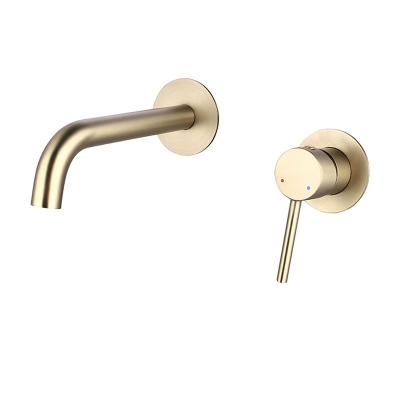 China Fashion Gold Color Faucets SS 304 Stainless Steel Washroom Basin Faucets Lead Free Bathroom Mixer Taps Thermostatic Wall Mounted 360 Degree Rotation for sale