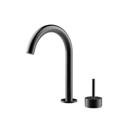 China Matte Black Hot Sale Washroom Thermostatic Fission Step Basin Faucet Concealed Wall Mounted Basin Hot Cold Water Bath Mixer OEM Traditional for sale