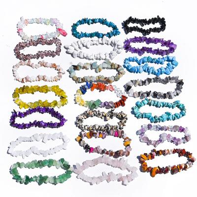 China China Gemstone Crystal Bracelet Natural Crystal Gem Stone Chip Bracelets Beaded Healing Gravel For Girls Gifts for sale