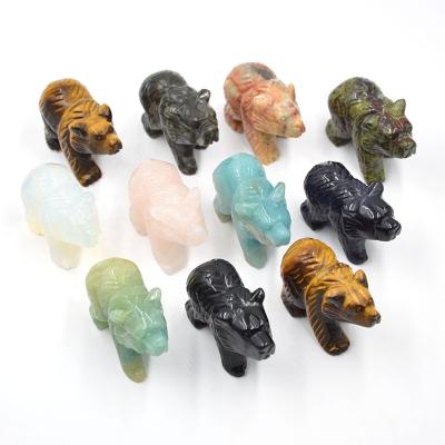 China China Wholesale Natural Stone Amethyst Mounted Crystal Animal Carving Crystal Bears Quartz Crystals Healing Stones For Wedding Favors for sale