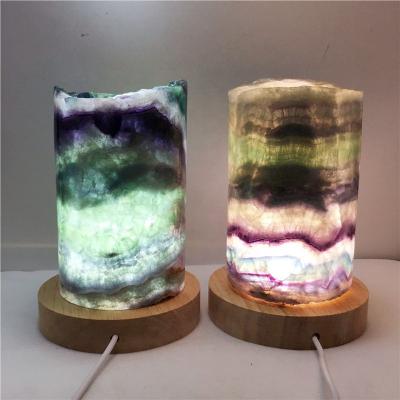 China Wholesale Natural Round Crystal Stones Healing Lights Gemstone Crafts Lamp China Fluorite Color Crystal Lamp For Home Decor for sale