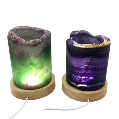 China China wholesale natural color crystal crafts crystal lamp fluorite gemstone lights crystal lamp for gift for sale