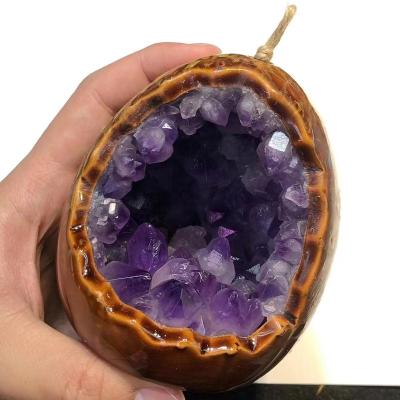 China China Natural Raw Amethyst Geode Lamp Egg Shaped Citrine Crystal Lamp for Healing for sale