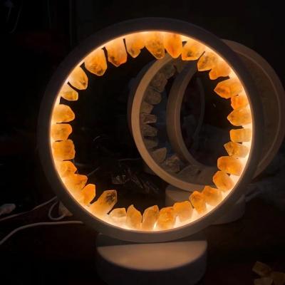 China China Wholesale Spiritual Products Round Lamp Crystal Raw Healing Gemstone Crafts Night Light For Home Decor for sale