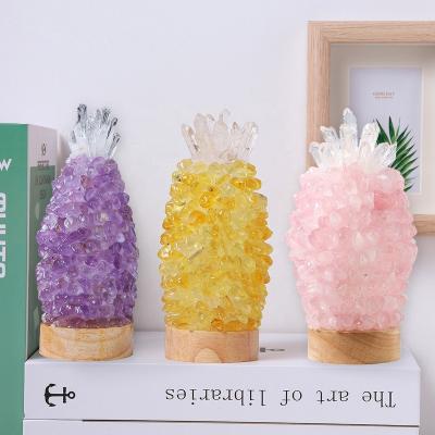 China China Wholesale Crystals Healing Stones Night Light Pineapple Type Opens Crystal Lamp For Home Decor for sale