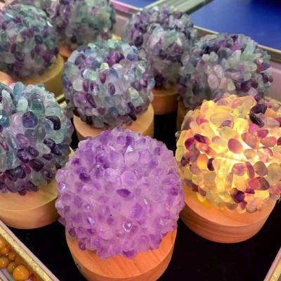 China China Wholesale Crystal Stone Lamp Crystal Healing Stones Spherical Crystal Night Light For Gift for sale