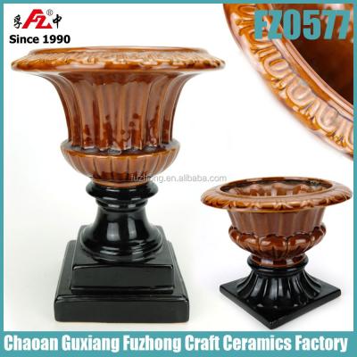 China Nice Ceramic Look Glazed Urn Planter, Urn Flower Pot For Home Decoration for sale