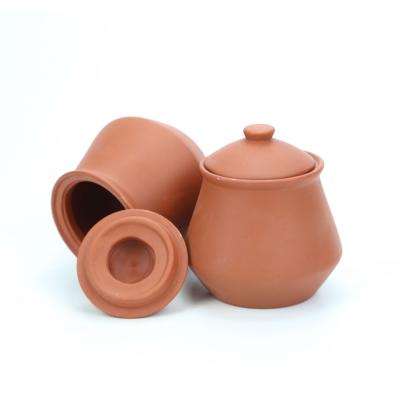 China Sustainable High Temperature Terracotta Clay Yogurt Pot With Lid for sale