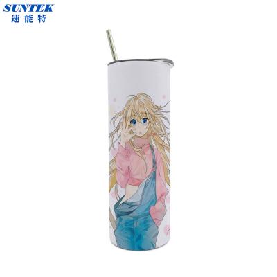 China Hotselling 2020 PORTABLE Sublimation Blank Heat Press Glow In The Dark Vacuum Flask Mug Bottle Tumbler With Stainless Steel Straw for sale