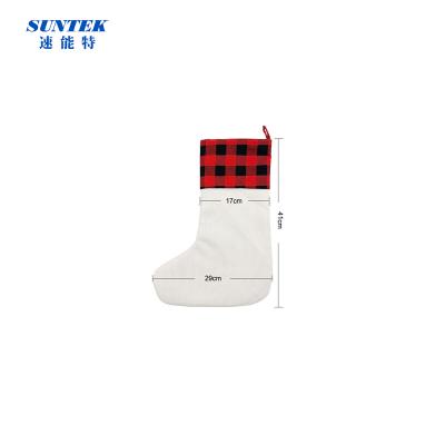 China New Sublimation Style Christmas Ornaments White Stocking Custom Christmas Socks Bag for sale