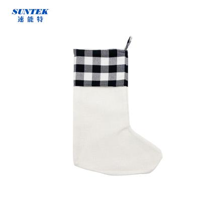 China 2021 Sublimation Hot Selling Products White Christmas Stocking Socks Shape Christmas Gift Bags for sale