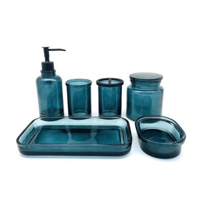 China Iris Color Vintage Bathroom Accessories Living Glass Home Hotel 6pcs Set for sale