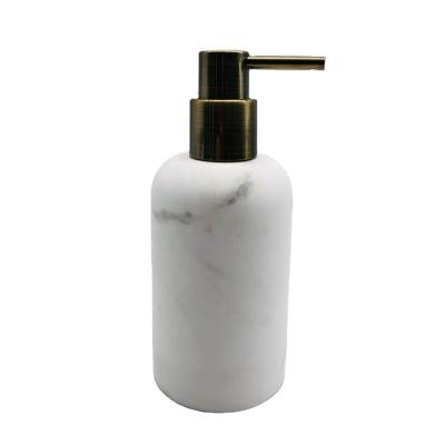 China 4pcs Sustainable Luxury Marble Natural Stone Bathroom Accessories Set Jazz White Marble Lotion Pump Tumbler Soap Dish Cotton Pot for sale