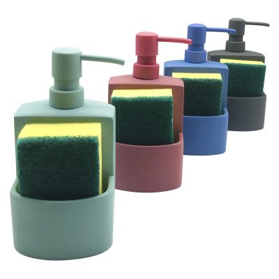 China 2N1 Cadd Kitchen Sustainable Utility Organizer Universal Kitchen Kit Include Polyresin Soap Dispenser Sponge for sale