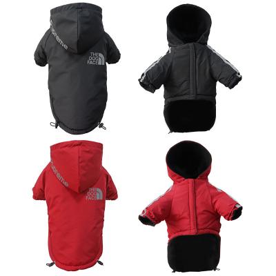 China Winter Sustainable Fleece And Thick Hooded Pet Clothing New Pet Rescue Dog Clothing Waterproof Hooded Dog Clothing for sale