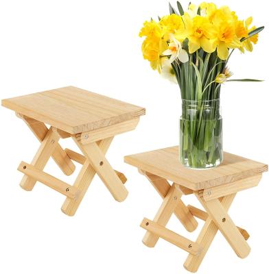 China Modern Home Portable Wood Square Folding Stand Plant Folding Garden Outdoor Snack Table Side Table for sale