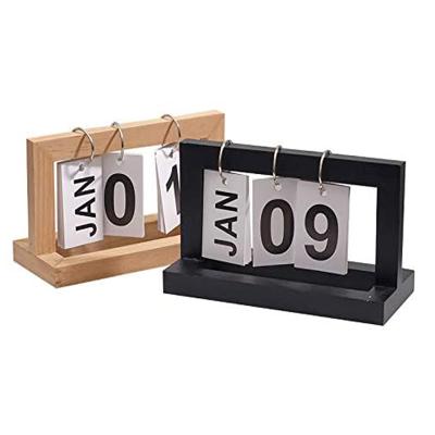 China Home Wooden Chic Creative Decoration Perpetual Calendar Retro Table Calendar Desktop Countertop Calendar for sale