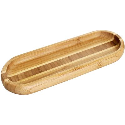 China Wholesale Custom Cosmetic Desktop Pen Tray Rectangular Sushi Plate Bamboo Spoon Tray for sale