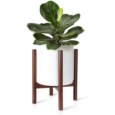 China Eco-friendly Custom Natural Adjustable Wooden Plant Pot Holder Flower Stand Display Decoration for sale