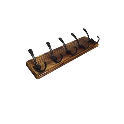 China Custom Adjustable Vintage Wall Key Hanger Solid Wood Wooden Wall Mounted Coat Rack (Height) for sale