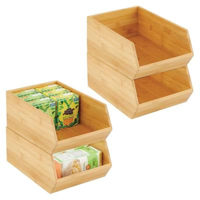 China Sustainable High Quality Custom Made Bamboo Wooden Kitchen Organizer Storage Box Set of 4 for sale