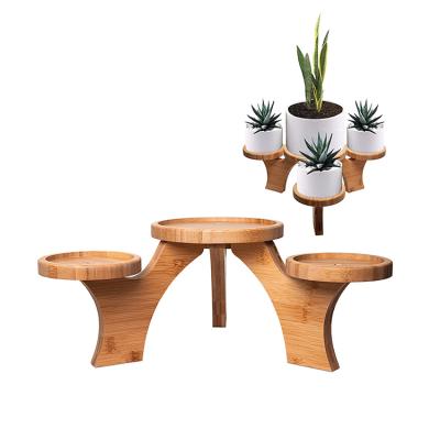 China Hot Selling Indoor Plant Flower Stand Plant Pot Stand Display Custom Natural Wooden Pot Viable for sale