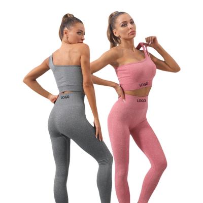 China Waistdear Design Two Pieces New Logo Breathable Custom Logo Women's Sports Gym Wear Seamless Fitness Yoga Wear for sale