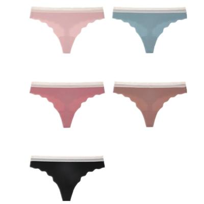 China Antibacterial Comfortable Underwear Spandex Thongs Underwear Seamless Sexy Ice Silk Thongs Plus Size Ladies Briefs for sale