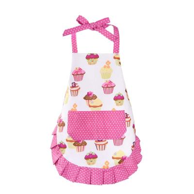 China 100% Cotton Kids Girls Apron,Adjustable Drinks/Food Cooking Cute Cupcake Pattern Apron Cooking For Girls Kids Children Small for sale