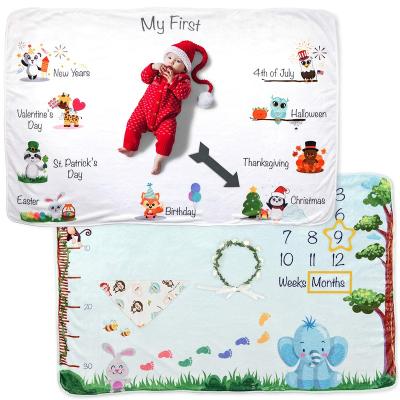 China Sustainable newborn monthly milestone blanket for boys and girls, 60 x 40 inch fleece milestone baby blanket. thick for sale