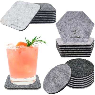 China Viable Customized Absorbent Felt Cup Drink Coaster Set Custom Logo Drink Coasters Felt Round Mat Coaster Tea Coffee Mug for sale