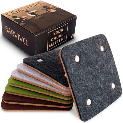 China Sustainable Classic Felt Coasters For Drinks Set Cork Coasters With Felt Side For Indoor And Outdoor Table Protection Anti Slip Absorbent for sale