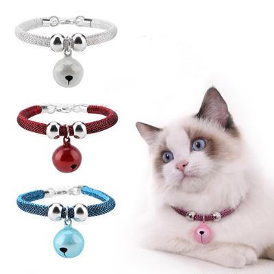 China Fashion Luxury JEWELED Pet Bell Collar Cloth Nylon Pet Collar For Dog Cat Puppy for sale