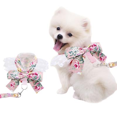 China JEWELED Matching Puppy Bowknot Harness and Leash Deluxe Pet Harness Set with Leash for sale