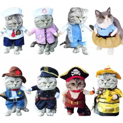 China Funny Stocked Design Dog Cat Clothes Party Props Dog Apparel Dog Cat Cosplay Costumes With Hat for sale