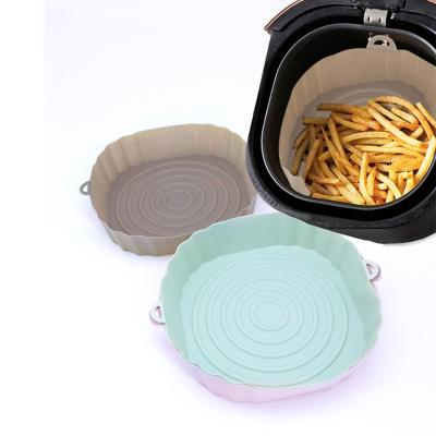 China Air Fryer Liner Accessories Oven Baking Tray Baking Chicken Basket Silicone Pot Grill Pan Tools Air Fryer Viable Stand Mat Reusable for sale