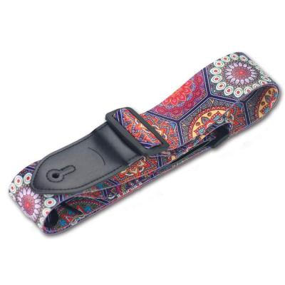 China Viable Different Style Adjustable Sublimation Custom Sublimation PU Leather Finishes Polyester Guitar Straps en venta