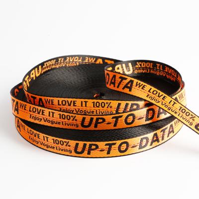 China High tenacity polyester printed nylon webbing embroidered jacquard English alphabet ribbon elastic nylon webbing for sale