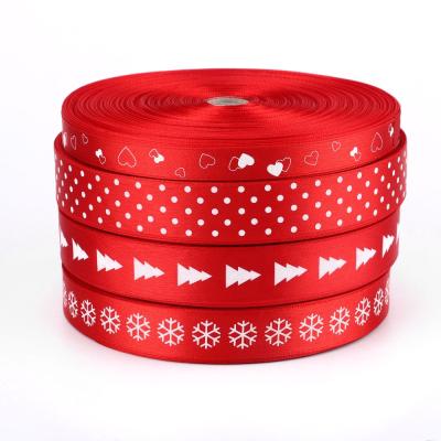 China Eco-friendly 10mm 15mm 20mmWholesale Custom Printed Soft Roll Gifts Bands And SatinRibbon Webbing For Christmas for sale