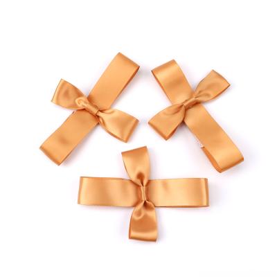 China Customized Floral Yellow Red Polyester Satin Ribbon Bow Tie For Gift Box en venta