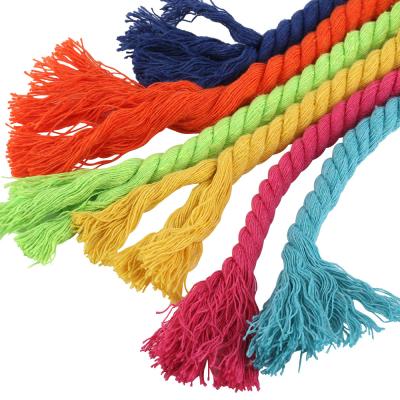 China Factory Price Sustainable 20mNatural Color White Macrame 5mm 8mm 10mm Tie 100% Cotton Twisted Rope 4 Strands For DIY Craft Wall Decoration for sale