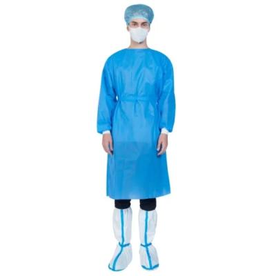 China Isolation Gown With Elastic Cuff Level 1 Medical Aami Standard 2 Sms Surgical Sergical Isolation Gown Nonwoven Sterile Disposable Hospital Gowns for sale