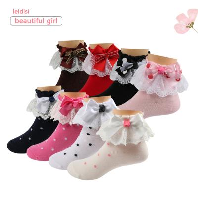 China Lace Ornament Socks Design Low Tube Wholesale Lace Ruffled Toddler Girl Student Casual Socks for sale