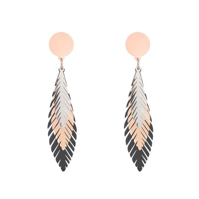 China FASHIONABLE Long Stable Earrings Rose Gold Stainless Steel Stud Earrings for sale