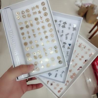 China Cute Explosive 36 Pairs Stainless Steel Non Fading Allergy Resistant Geometric Stud Earrings For Simple Women's Earrings for sale