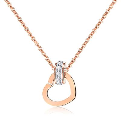 China YUAN XIN CHENG Fashion Diamond Set Zircon Chain Clavicular Titanium Steel Pink Gold Steel Necklace for sale