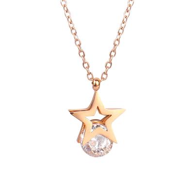 China YUAN XIN CHENG Simple Zircon Fashion Personality Star Set Micro Cavity Fashion Personality Crystal Clavicle Chain Pendant Necklace For Women for sale